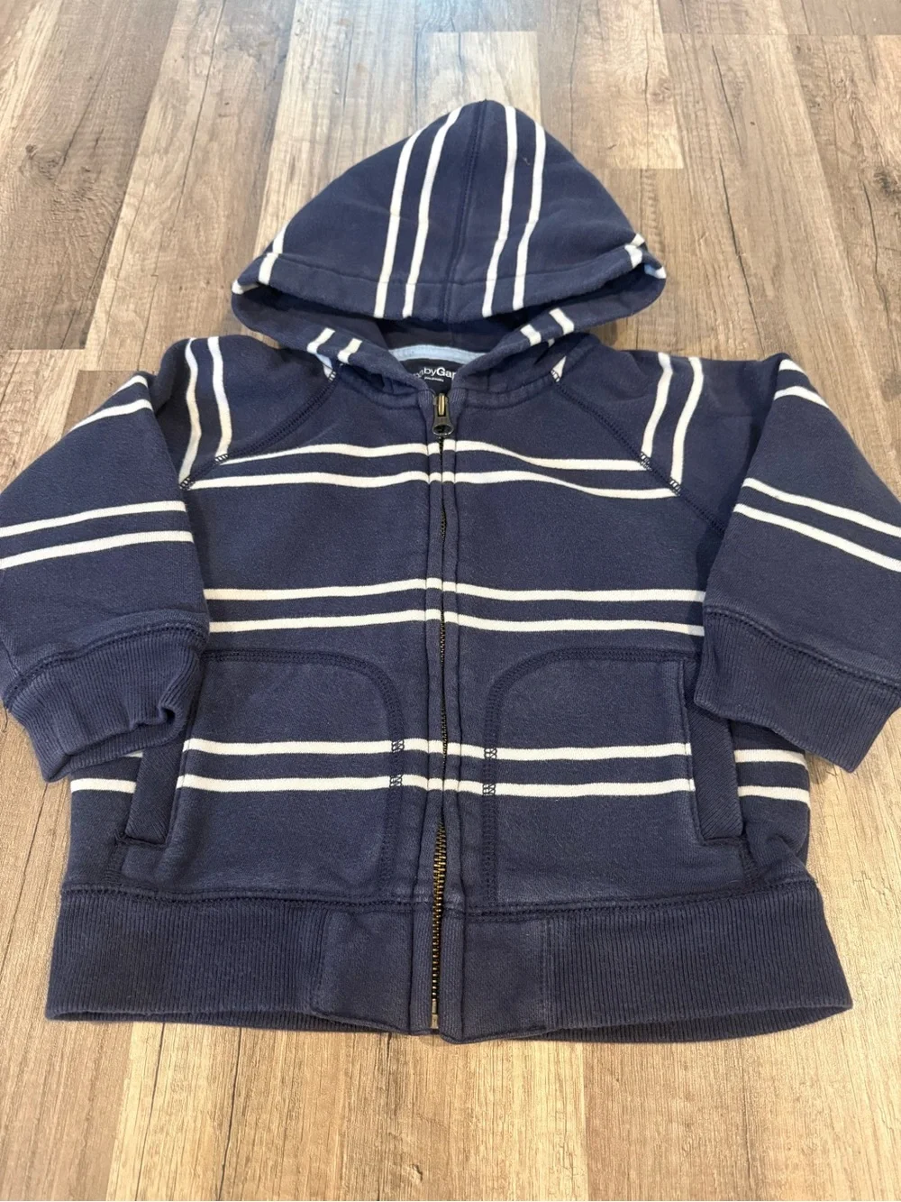 GAP Navy Stripe Hooded Zip-Up Sweatshirt